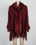 Women Winter Fur Shawls Wraps Over Size Coat Cardigan Tassel Jacket