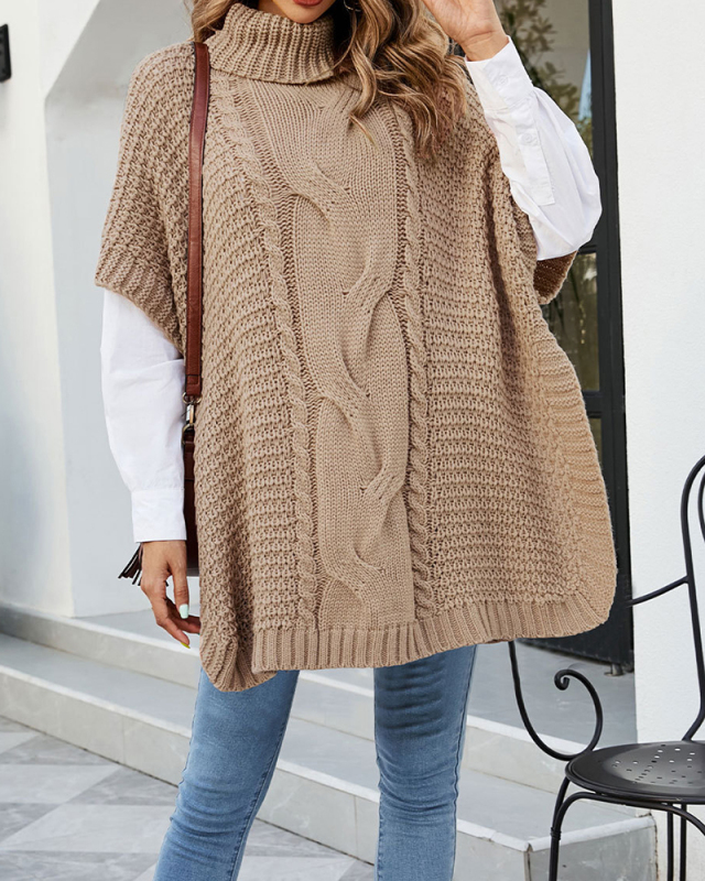 New Oversized Turtleneck Sweater Black Khaki Apricot S-XL