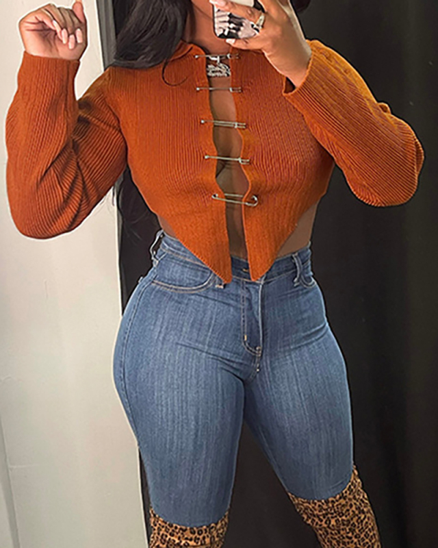 Women New Solid Color Slim Long Sleeve Hollow Out Knit Sweater Black Blue Apricot Coffee S-XL