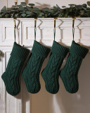 Knit Christmas Decoration Colorblock Solid Color Big Gift Socking Red Gray Ivory Green