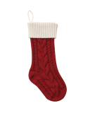 Knit Christmas Decoration Colorblock Solid Color Big Gift Socking Red Gray Ivory Green