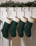 Knit Christmas Decoration Colorblock Solid Color Big Gift Socking Red Gray Ivory Green