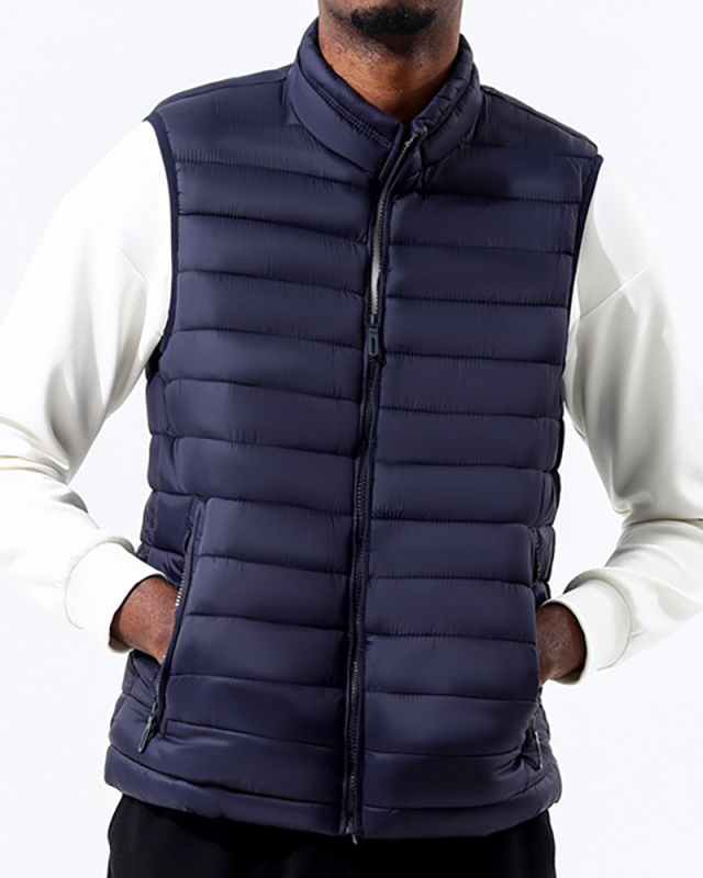 Plus Size Men's Warm Turtleneck Padded Down Gilet Black Yellow Red Green Blue M-6XL