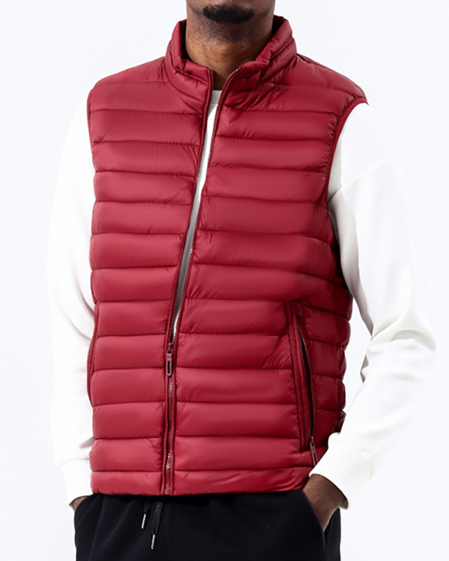 Plus Size Men's Warm Turtleneck Padded Down Gilet Black Yellow Red Green Blue M-6XL