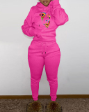Women Long Sleeve Hoodies Face Printed Pants Sets Two Pieces Outfit S-5XL