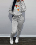 Women Long Sleeve Hoodies Face Printed Pants Sets Two Pieces Outfit S-5XL