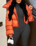 Fashion Warming Winter High Neck Scarf Puffer Jacket Army Green Orange Black Beige S-2XL