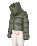 Fashion Warming Winter High Neck Scarf Puffer Jacket Army Green Orange Black Beige S-2XL