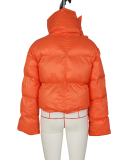 Fashion Warming Winter High Neck Scarf Puffer Jacket Army Green Orange Black Beige S-2XL