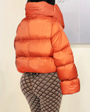 Fashion Warming Winter High Neck Scarf Puffer Jacket Army Green Orange Black Beige S-2XL