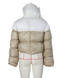 Fashion Warming Winter High Neck Scarf Puffer Jacket Army Green Orange Black Beige S-2XL