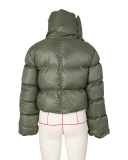 Fashion Warming Winter High Neck Scarf Puffer Jacket Army Green Orange Black Beige S-2XL
