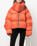 Fashion Warming Winter High Neck Scarf Puffer Jacket Army Green Orange Black Beige S-2XL
