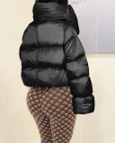 Fashion Warming Winter High Neck Scarf Puffer Jacket Army Green Orange Black Beige S-2XL
