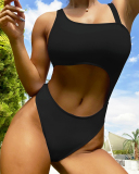 Solid Color Women Hollow Out Hot Swimwear S-L
