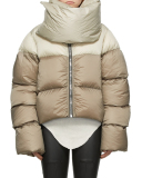 Fashion Warming Winter High Neck Scarf Puffer Jacket Army Green Orange Black Beige S-2XL