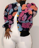 Retro Three -dimensional Flower Temperament Loose Cardigan Short Jacket S-2XL