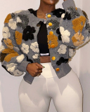 Retro Three -dimensional Flower Temperament Loose Cardigan Short Jacket S-2XL