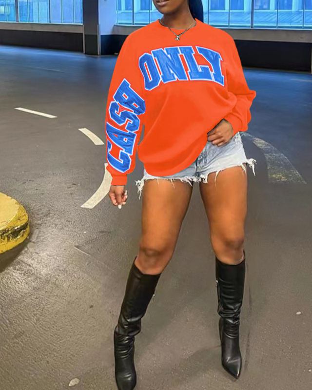 Women Letter Printed Loose Style Women Sweatshirt S-XL