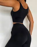 Women Ruched Bra Pocket Gym Active Wear Yoga Two-piece Sets S-L