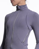 Women Long Sleeve Solid Color Turktneck Jacket Black Beige Purple Orange S-L