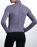 Women Long Sleeve Solid Color Turktneck Jacket Black Beige Purple Orange S-L