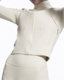Women Long Sleeve Solid Color Turktneck Jacket Black Beige Purple Orange S-L