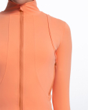 Women Long Sleeve Solid Color Turktneck Jacket Black Beige Purple Orange S-L