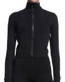 Women Long Sleeve Solid Color Turktneck Jacket Black Beige Purple Orange S-L