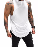 Men's Solid Color Three Patchwork Hooded Sports Vest M-XXL