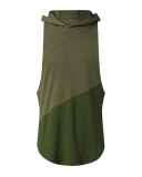 Men's Solid Color Three Patchwork Hooded Sports Vest M-XXL