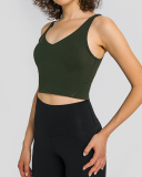 Women Sleeveless Solid Color Yoga Sports Bra Tops Vest 4-12