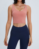 Women Sleeveless Solid Color Yoga Sports Bra Tops Vest 4-12