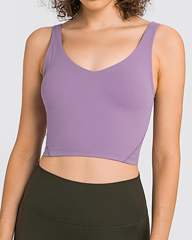 Women Sleeveless Solid Color Yoga Sports Bra Tops Vest 4-12