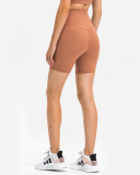 High Waist Inside Pocket Solid Color Women Running Shorts 4-12