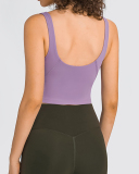 Women Sleeveless Solid Color Yoga Sports Bra Tops Vest 4-12