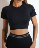 Popular Ruched Outside Sports Short Sleeve Shorts Yoga Two-piece Sets S-L