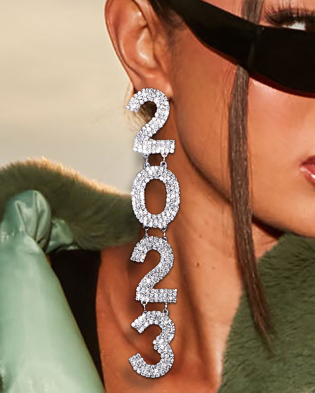 2023 Street Style Diamond Fashion Earring Gold Silver