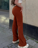 Fashion Women High Waist Solid Color Wide Leg Pants S-XL