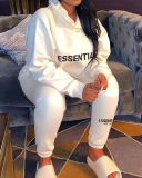 Letter Printed Women Loose Style Sport Two Piece Pant Set S-XL