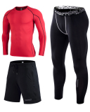 3 Pcs Quick Dry Men Running Set Compression Sport Suit Basketball Jogging Tights Leggings Clothes Gym Fitness Training Sportswear