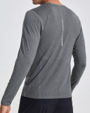 Men's Quick Dry Running Training High Elasticity Long Sleeve Sports T-shirt Gray Green Blue L-5XL