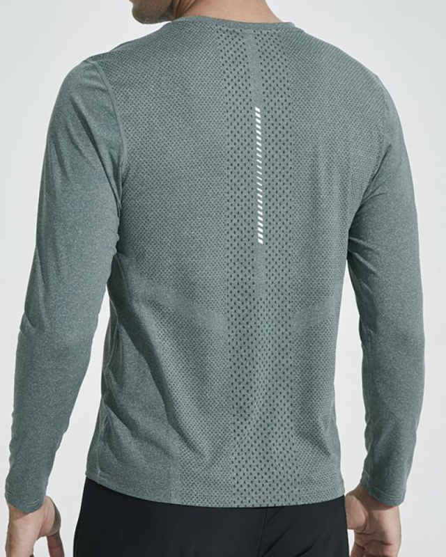 Men's Quick Dry Running Training High Elasticity Long Sleeve Sports T-shirt Gray Green Blue L-5XL