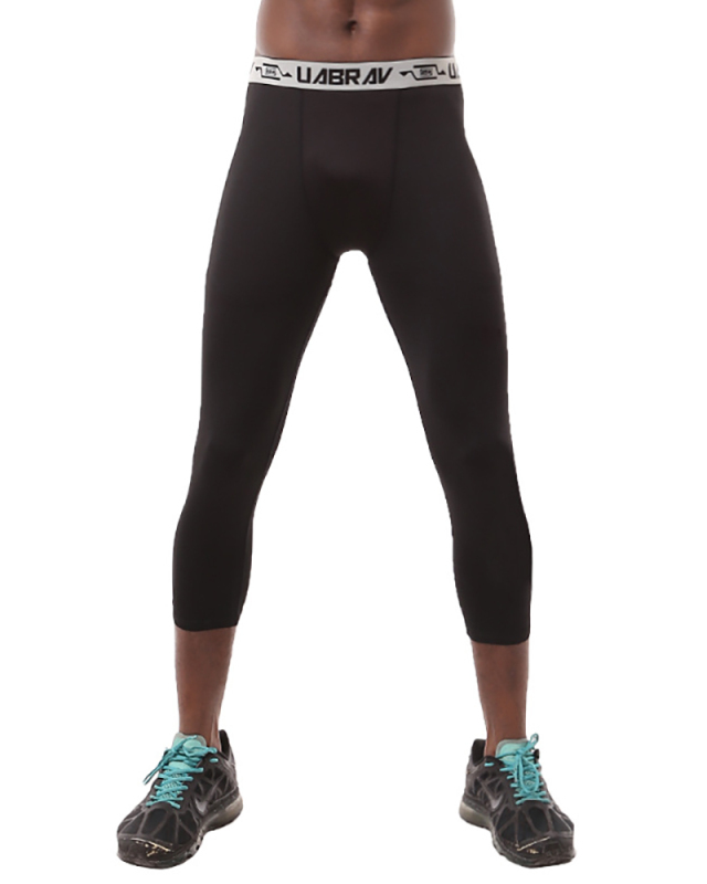 Men's Sports Running Training Basketballs Leggings Pants Black White S-2XL