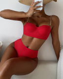 Solid Color High Waist Women Two Piece Swimsuit S-L