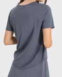 Women Sports Running Solid Color Quick Dry Breathable Tennis Top T-shirt 4-12