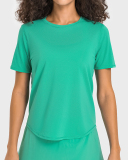 Women Sports Running Solid Color Quick Dry Breathable Tennis Top T-shirt 4-12