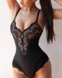 V-neck Lace Up Women Bodysuit