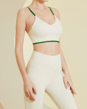 Woman Colorblock Sling Bra High Waist Yoga Two-piece Set Red White Yellow Green S-L