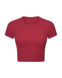 Women Short Sleeve O-Neck Slim Sports Yoga Tops 4-12